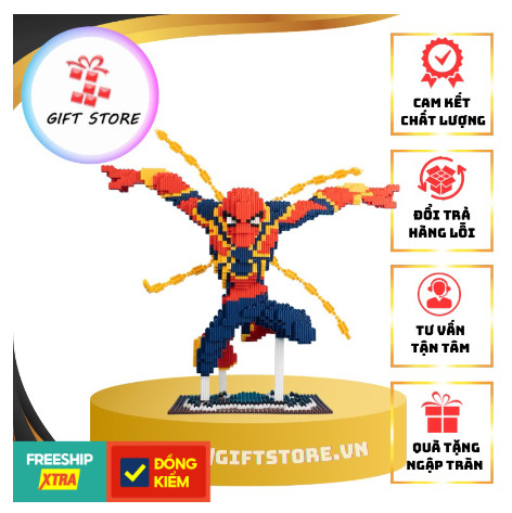 Mô hình lắp ráp lego nhân vật siêu anh hùng người nhện SPIDER MAN , bộ giáp Iron Spider 45cm fullbox nhựa ABS an toàn