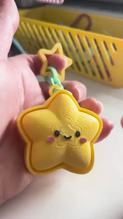Ảnh động móc khóa clicker ngôi sao pastel in 3D