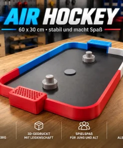 Phối cảnh bộ hockey để bàn 60x30cm với khung lắp ghép đỏ xanh trắng