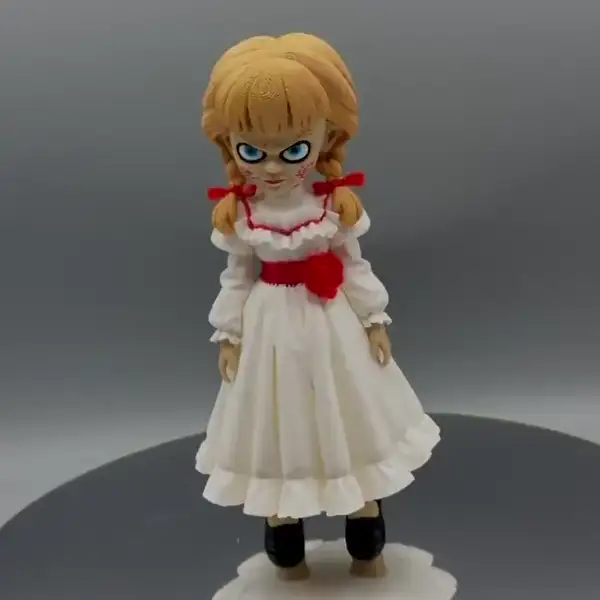 Ảnh động búp bê Annabelle cao 16cm váy trắng nơ đỏ in 3D