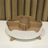 Khay đựng đồ ăn xoay 5 ngăn trắng nâu với các ngăn tháo rời