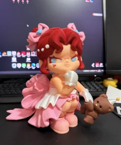 Mô hình As Scheduled tóc đỏ váy hồng in 3D 20cm