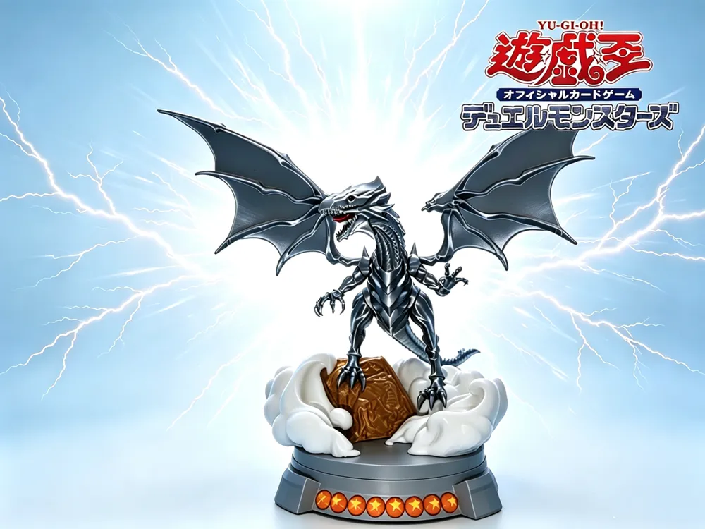 Rồng Trắng Mắt Xanh Blue-Eyes White Dragon in 3D kèm đế
