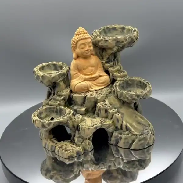 Ảnh động tiểu cảnh Buddha Garden vườn đá kèm tượng Phật