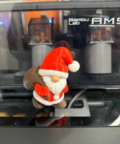 Ông già Noel mini vác bao quà nâu in 3D