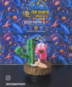 Diorama Courage chú chó nhút nhát cùng xương rồng in 3D