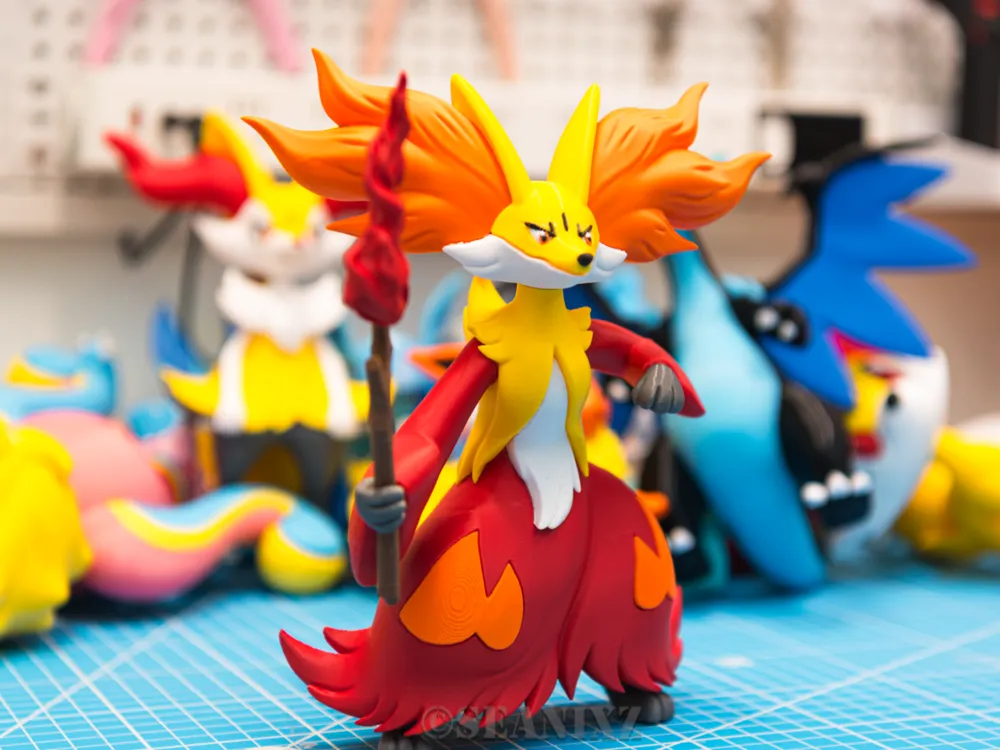 Mô hình Delphox Pokémon in 3D cao 20cm cầm gậy lửa
