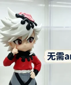 Doma chibi Demon Slayer tóc trắng trang phục đỏ đen