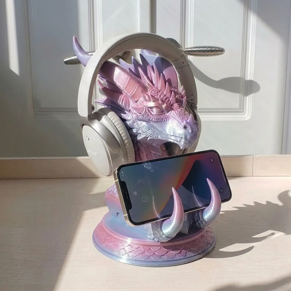 Giá đỡ tai nghe và điện thoại hình rồng in 3D