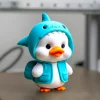 Vịt con Duckling Shark mặc áo cá mập xanh in 3D