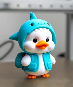 Vịt con Duckling Shark mặc áo cá mập xanh in 3D