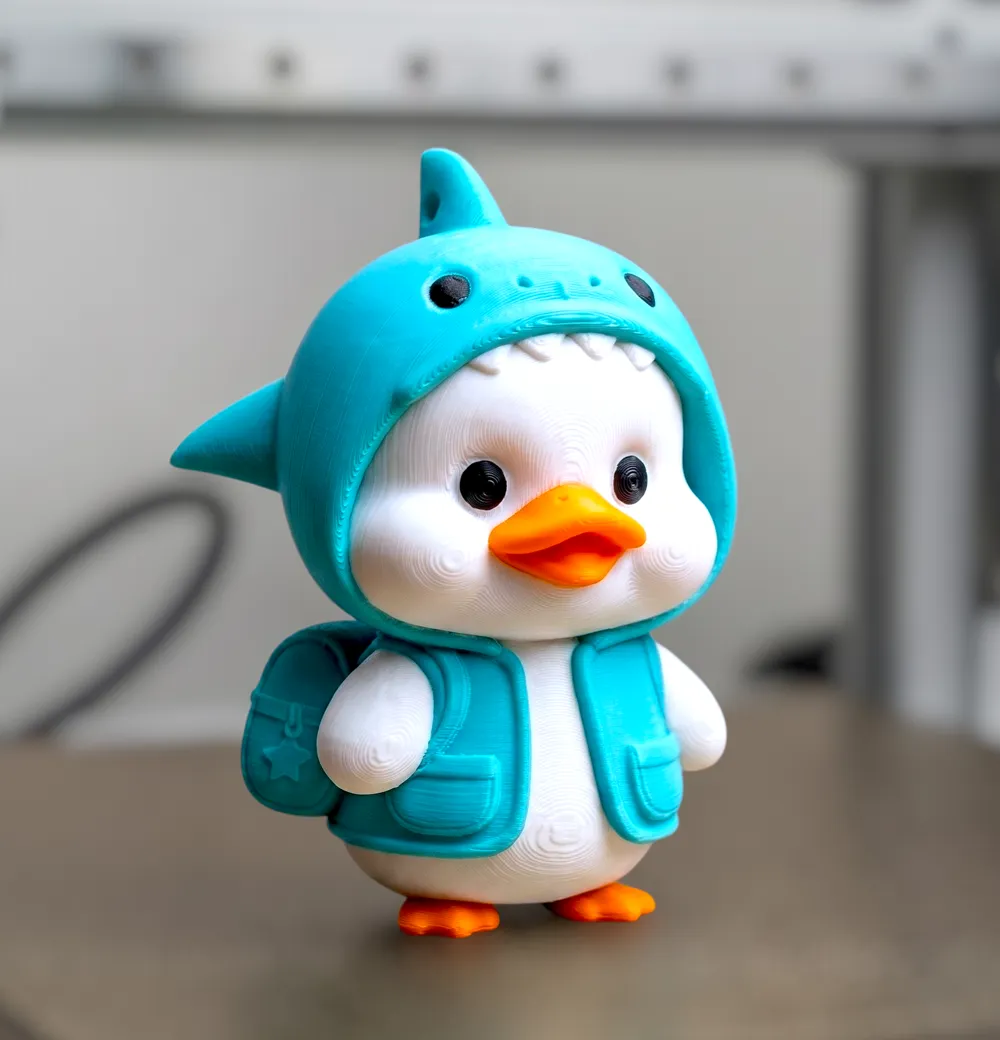 Vịt con Duckling Shark mặc áo cá mập xanh in 3D