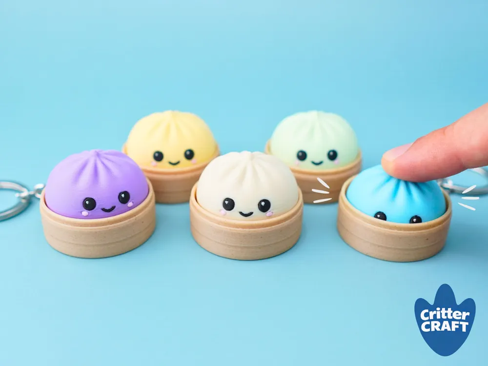 Bánh bao mini clicker mặt cười trong đế xửng in 3D