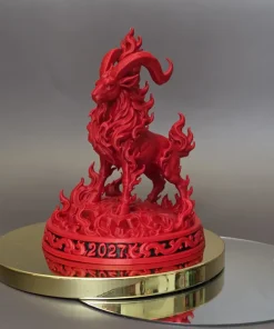 Chi tiết sừng và ngọn lửa tượng dê 2027
