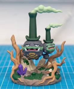 Galar Weezing hai mũ ống khói và đế cây khô tinh thể tím 19cm