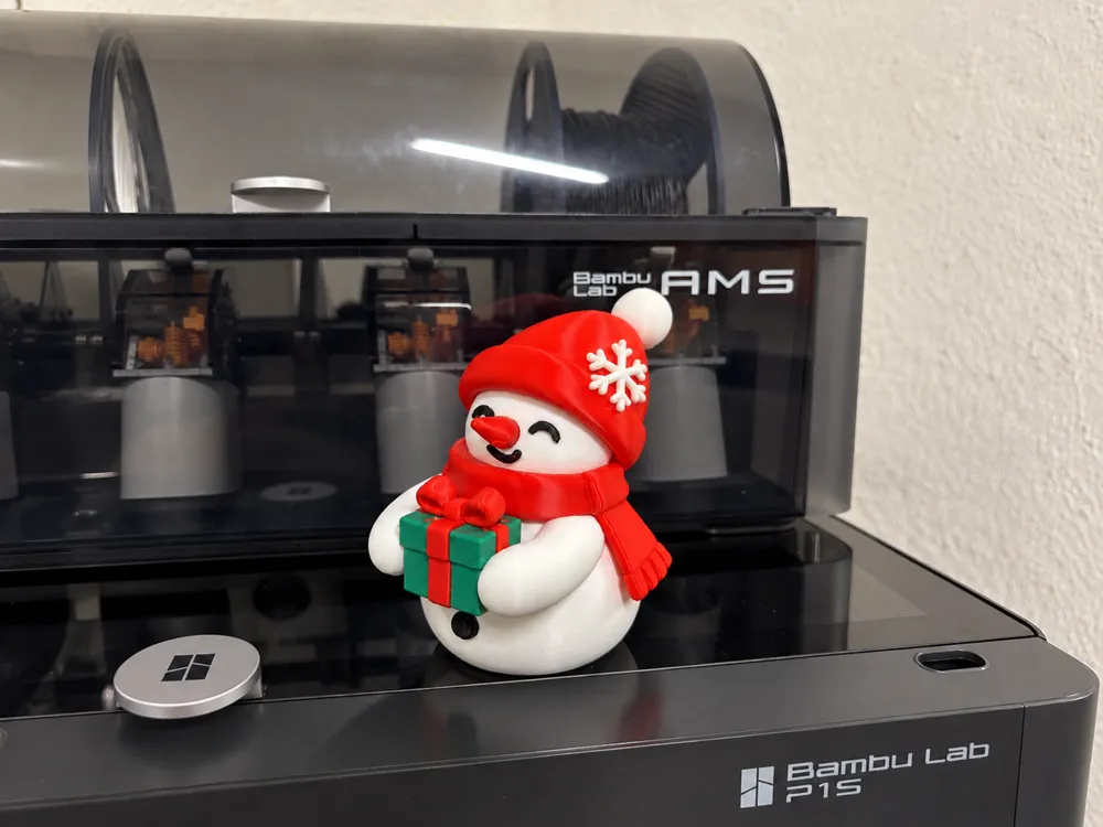 gift-snowman-1 Người tuyết ôm hộp quà xanh nơ đỏ in 3D nhiều màu