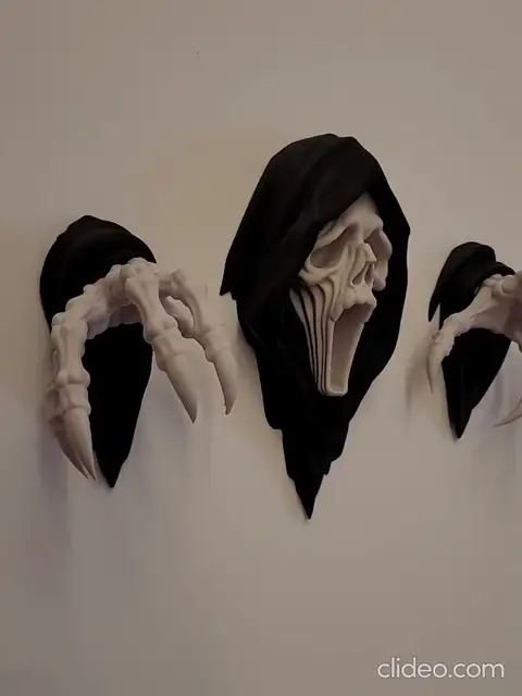 Ảnh động Thần Chết Grim Reaper treo tường Halloween đầu lâu và hai bàn tay