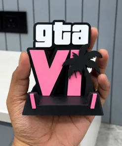 Giá đỡ điện thoại GTA VI in 3D hồng đen ảnh thực tế