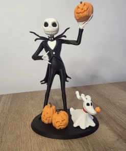 Mô hình Jack Skellington Pumpkin King kèm Zero và bí ngô trên đế