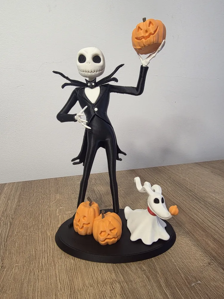 Mô hình Jack Skellington Pumpkin King kèm Zero và bí ngô trên đế