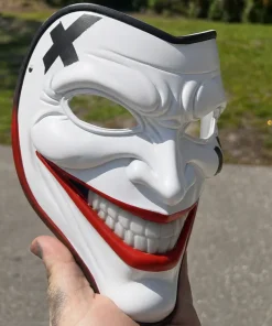 Mặt nạ Jester nụ cười trắng đỏ đen in 3D PETG