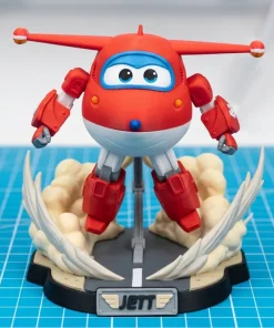 Mô hình Jett Super Wings máy bay đỏ cao 14cm kèm đế mây