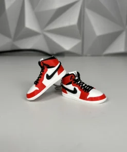 Móc khóa giày Air Jordan mini đỏ trắng đen in 3D
