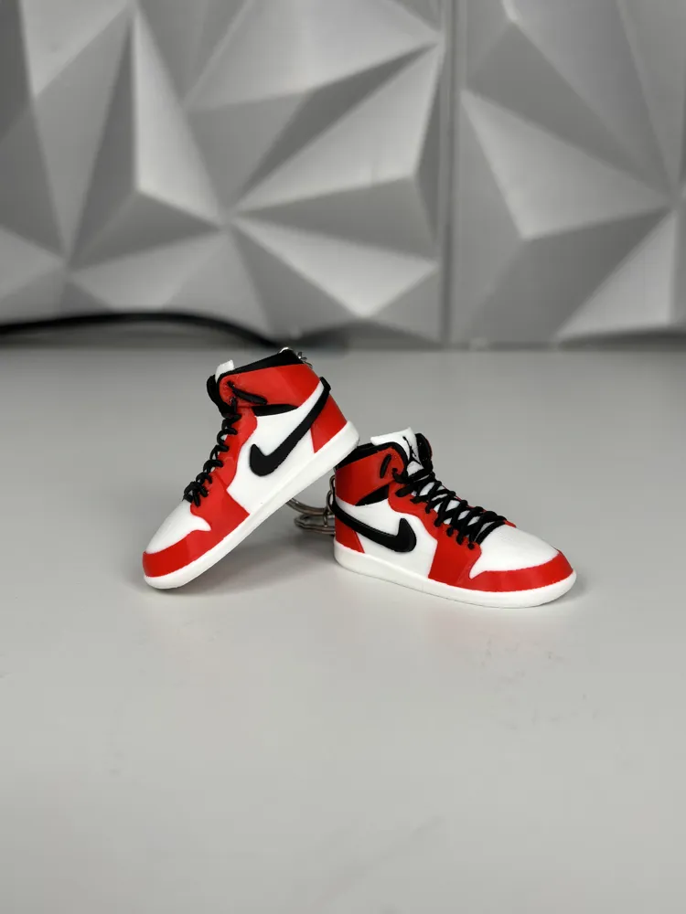 Móc khóa giày Air Jordan mini đỏ trắng đen in 3D