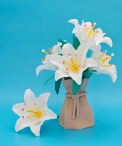 Bình hoa ly trắng Lily in 3D kèm bình dáng túi nhựa PLA