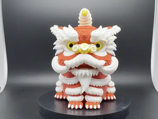 Ảnh động mô hình lân múa Phú Quý đỏ trắng in 3D