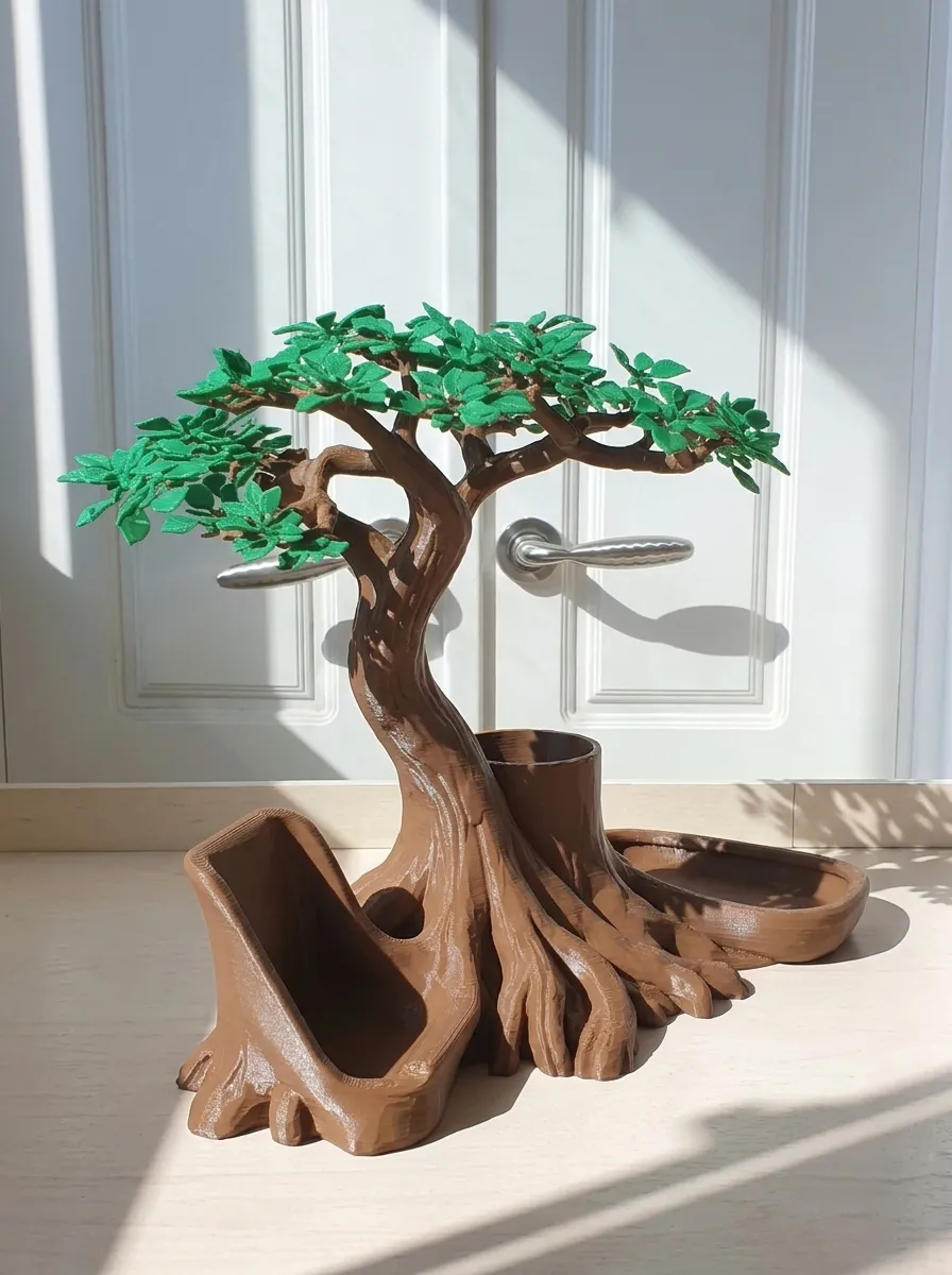 Khay cây bonsai Living Tree tích hợp giá điện thoại ống bút và khay đồ