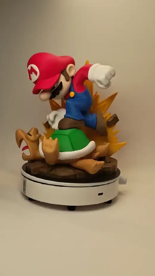 Ảnh động mô hình Mario đạp rùa in 3D cao 19cm