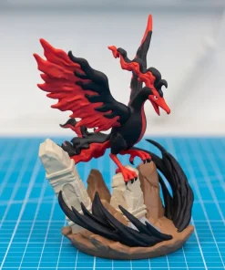 Mô hình Galarian Moltres Pokémon cánh lửa đỏ đen trên đế phế tích in 3D