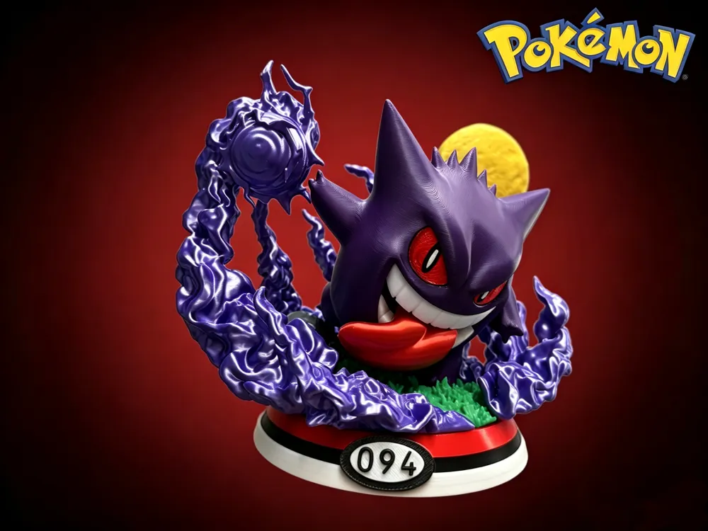 Tiểu cảnh Gengar dưới trăng vàng Pokémon in 3D