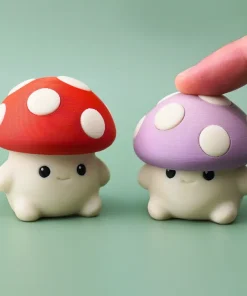 Nấm mini clicker mặt cười mũ chấm trắng in 3D