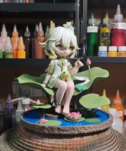 Mô hình Nahida Genshin Impact ngồi lá sen in 3D 21cm