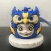 Móc treo túi bé cú Ya Jie in 3D xanh vàng nhìn chính diện