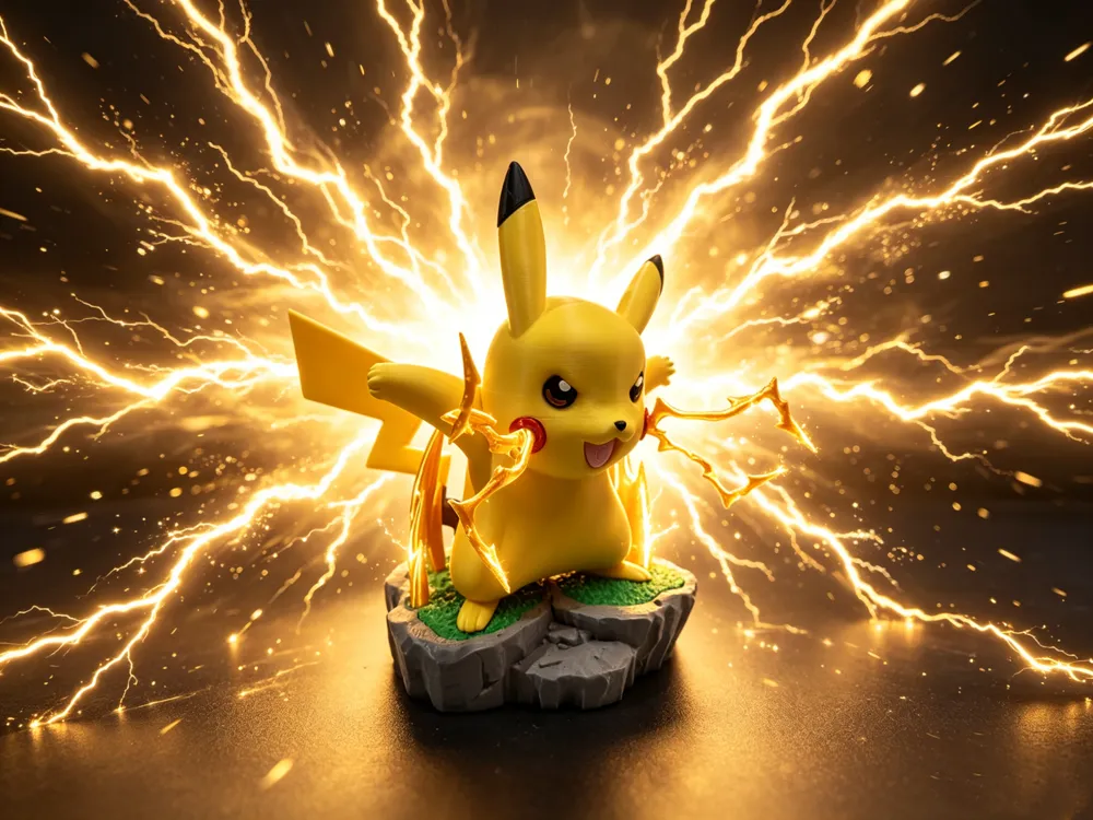 Mô hình Pikachu Thunderbolt chiến đấu in 3D kèm đế
