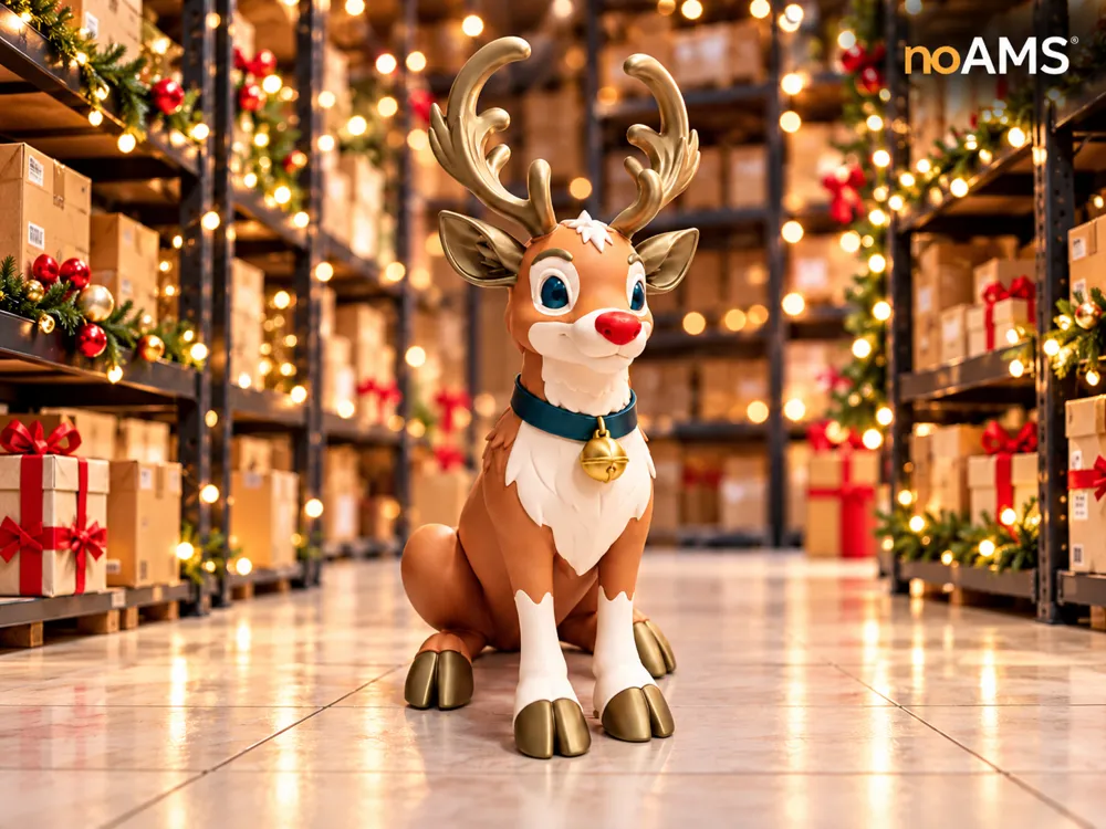 reindeer-75cm-4 Phối cảnh tuần lộc mũi đỏ Noel 75cm in 3D với vòng cổ chuông