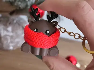 Ảnh động tuần lộc Rudolph clicker khăn đỏ in 3D