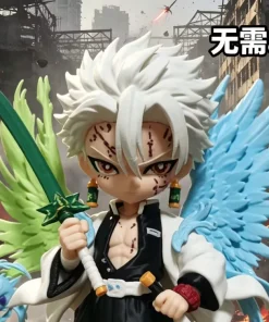 Sanemi Shinazugawa chibi 23cm tóc trắng cầm kiếm xanh