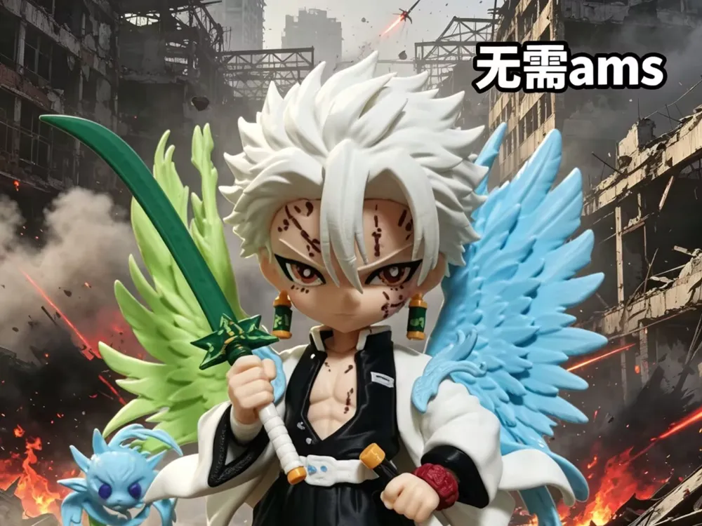 sanemi-1 Sanemi Shinazugawa chibi 23cm tóc trắng cầm kiếm xanh