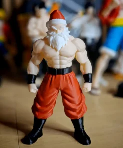 Mô hình Ông già Noel chiến binh cơ bắp, mũ và quần đỏ, râu trắng – góc trước