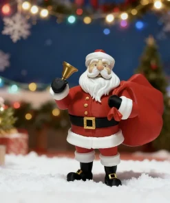 Mô hình ông già Noel 14cm cầm chuông vàng và túi quà đỏ