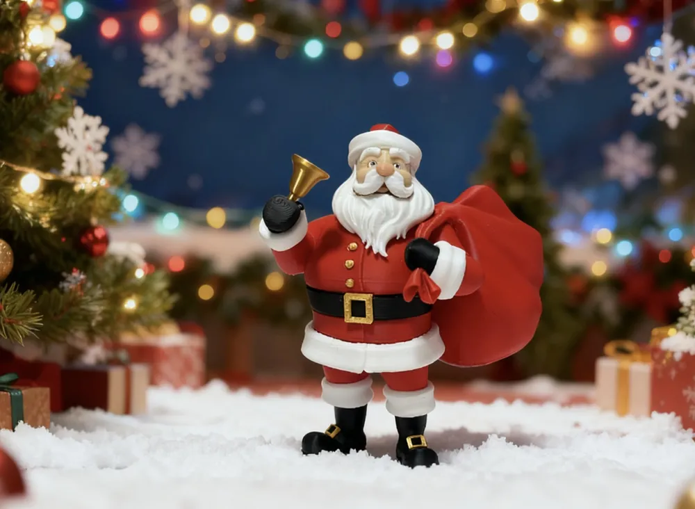 Mô hình ông già Noel 14cm cầm chuông vàng và túi quà đỏ