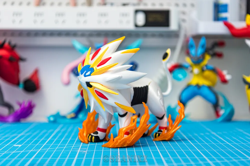 solgaleo-1 Mô hình Solgaleo Pokémon trắng vàng với hiệu ứng lửa in 3D PLA 14,5cm