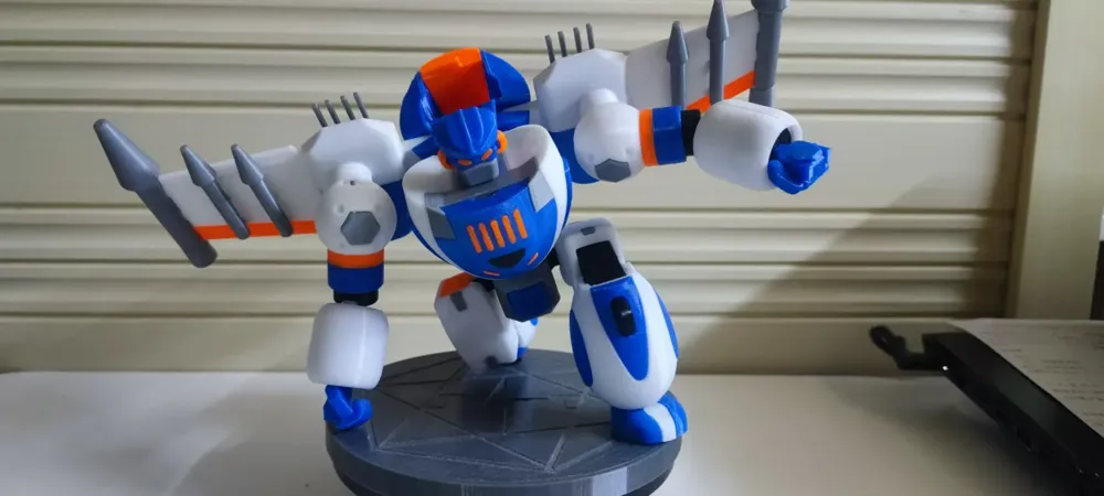 Robot Supersonic biến hình máy bay xanh trắng cam in 3D nhựa PETG