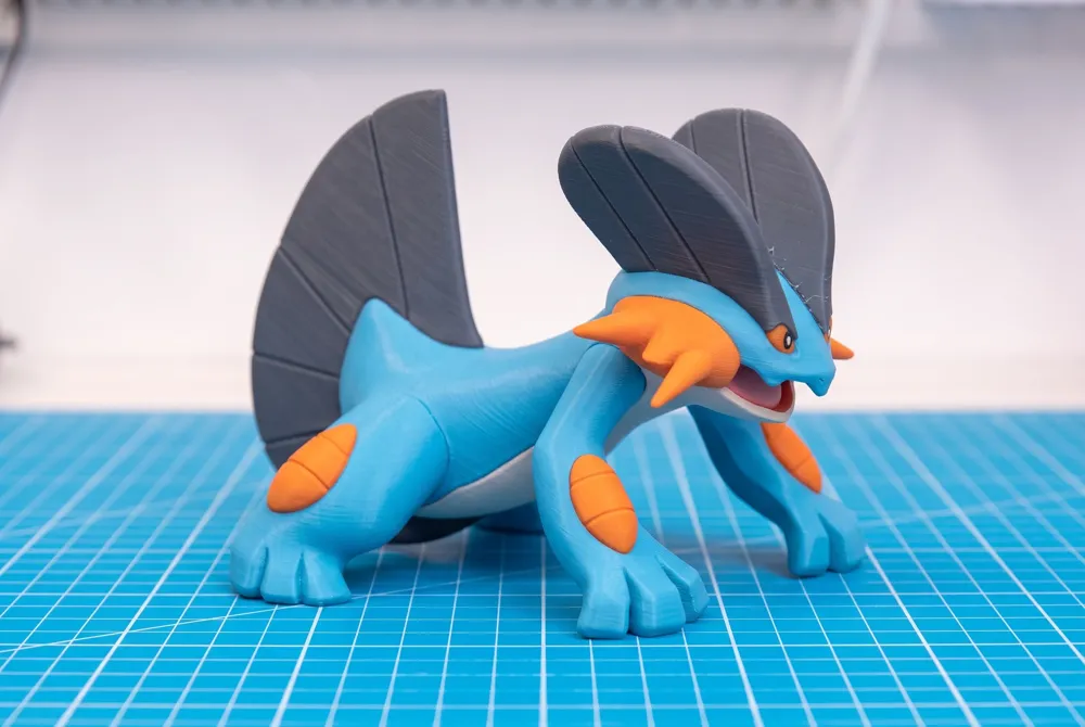 Mô hình Swampert Pokémon in 3D màu xanh cam
