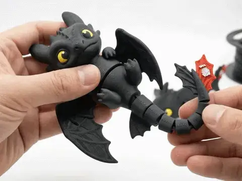 Ảnh động rồng Toothless Night Fury khớp động in 3D