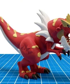 Mô hình Tyrantrum Pokémon đỏ vàng in 3D cao 16cm